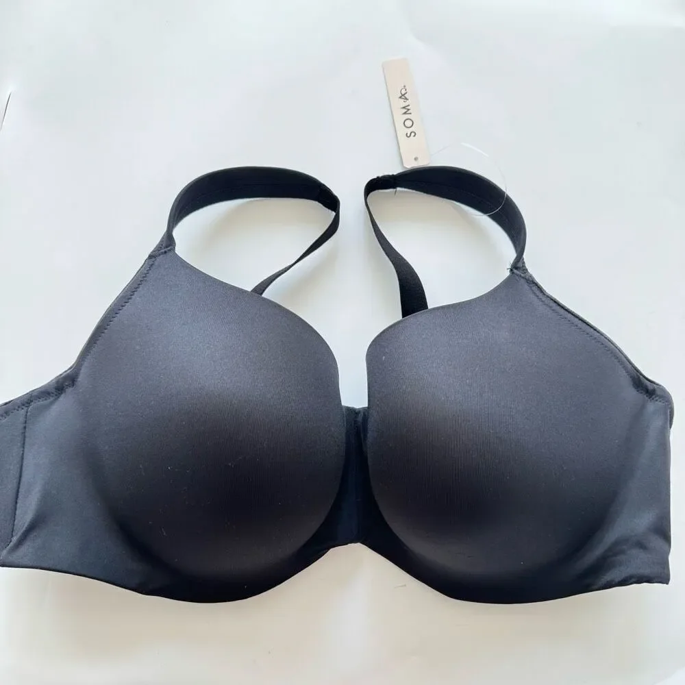 NWT Soma 570266027 Maximum Support Smooth Balconette black underwire Bra 44D